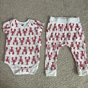 Baby Lobster Print Onesie & Pants Set - White & Red Monica & Andy 9-12 months